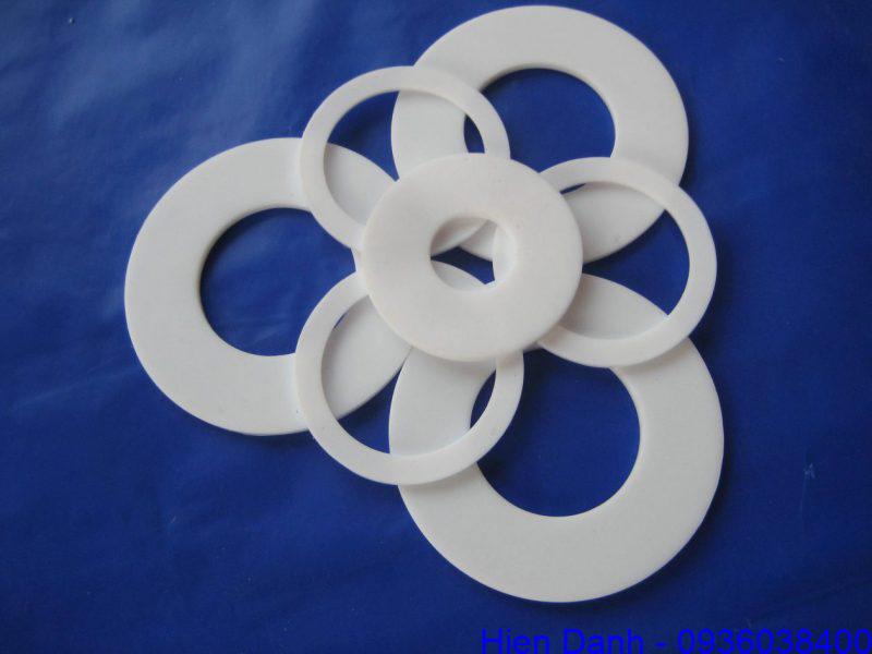 Gioăng nhựa, phớt nhựa Teflon, Pu, Pa, Mc Nylon 12 Vong dem nhua teflon ptfe