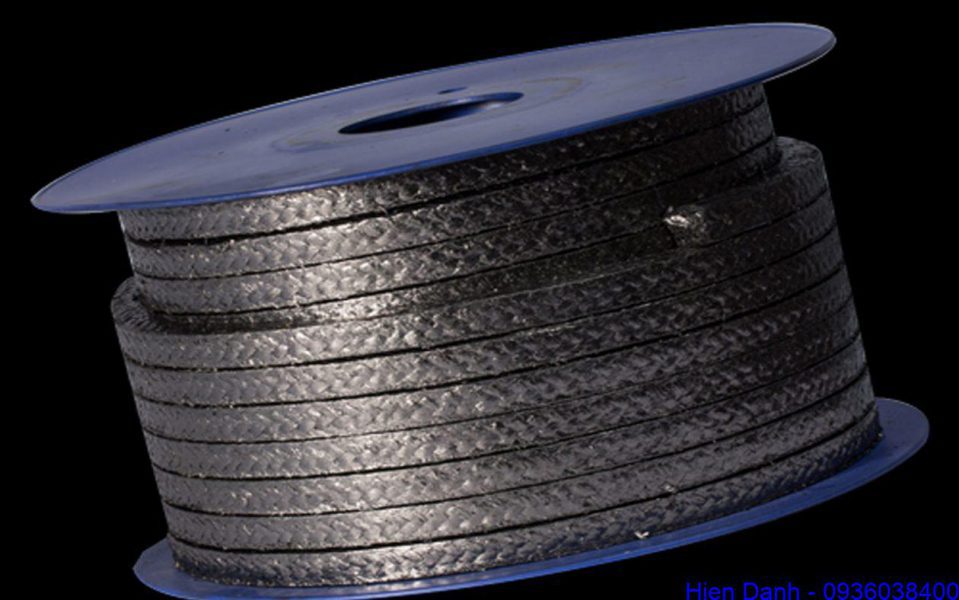 Dây tết chì graphite Vuông 6, 8, 10, 12, 14, 16, 18, 20mm 4 Dây, sợi tết chì graphite chịu nhiệt màu đen