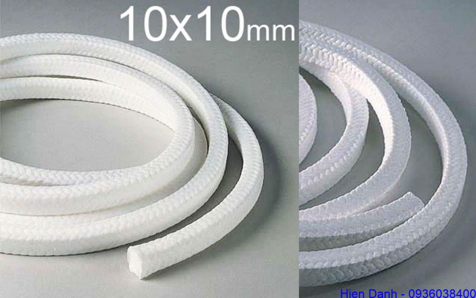 Dây tết teflon ptfe chịu nhiệt 10 Dây tết chèn teflon ptfe chịu nhiệt 10x10