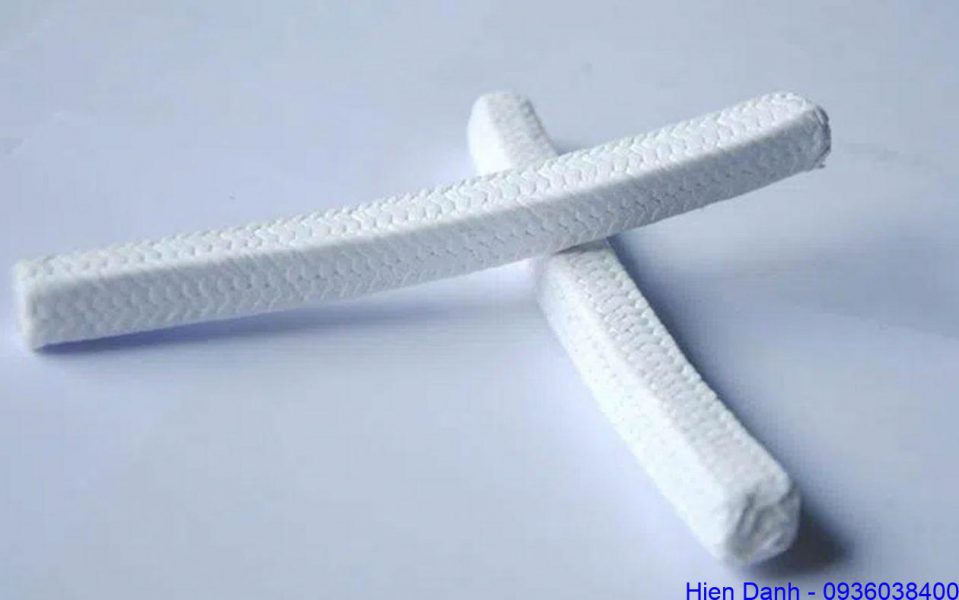 Dây tết teflon ptfe chịu nhiệt 11 Dây tết chèn teflon ptfe chịu nhiệt màu trắng