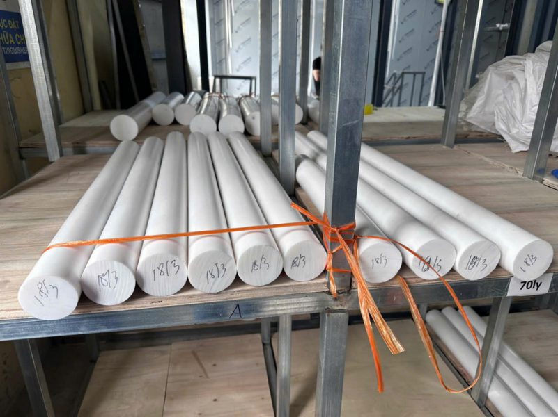 Dây Teflon PTFE tròn Size 4, 5, 6, 7, 8, 9, 10mm và Theo Yêu Cầu 15 Nhua thanh ptfe